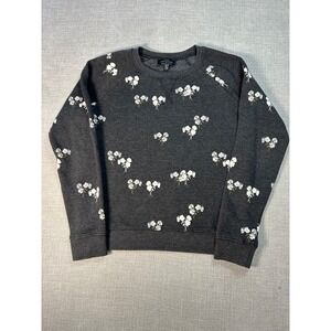 Lucky Brand Floral Print Sweatshirt Women's XS TP Gray Cotton Blend Long Sleeve
